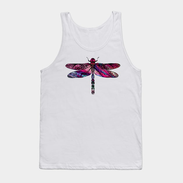 Ornate Dragon Fly Colorful Insect Illustration Tank Top by VintCam